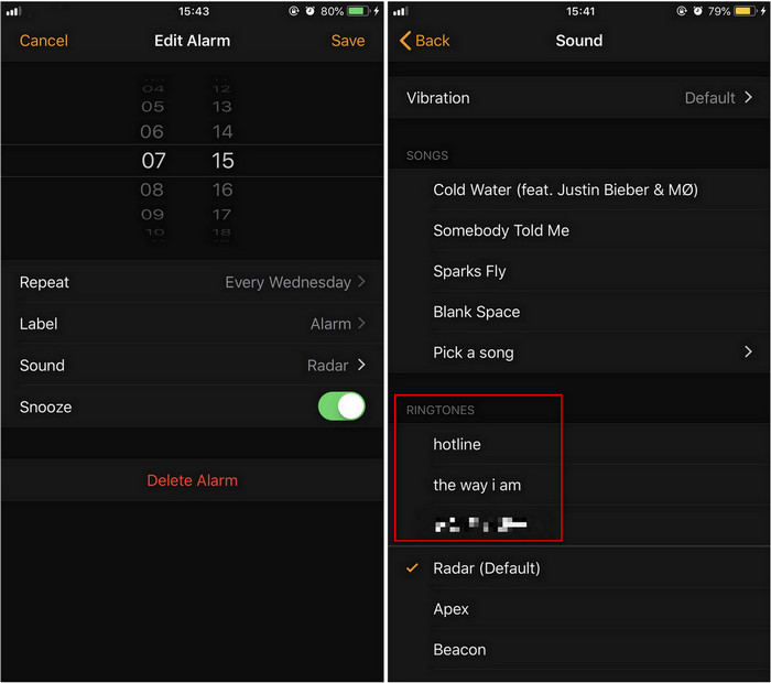 Définir la musique Spotify convertie comme son d'alarme pour iPhone