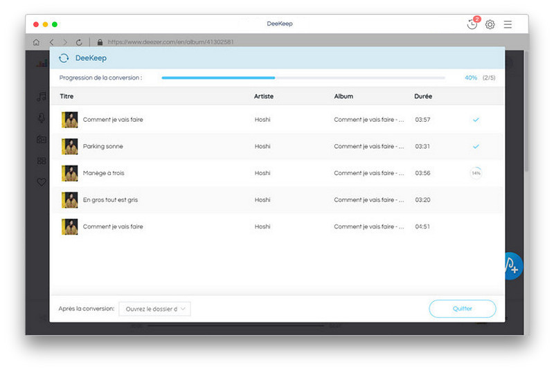 Commencez à convertir des chansons de Deezer sur Mac