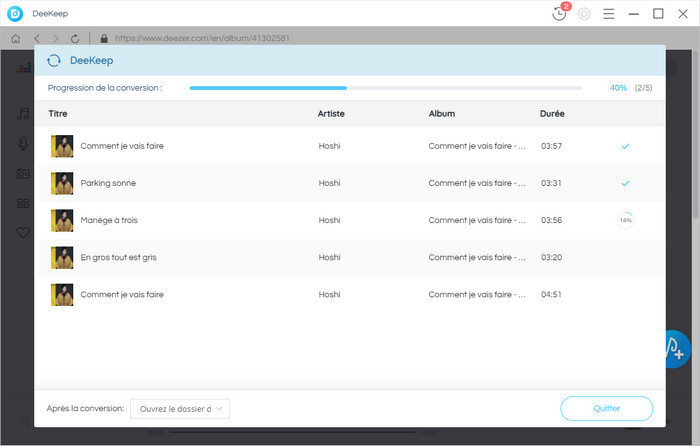 Commencez à convertir des chansons de Deezer