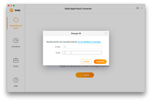 Interface de Sidify Apple Music Converter pour Mac
