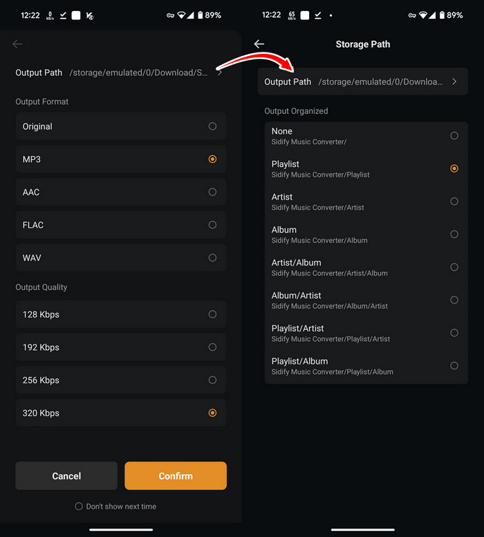 Ajuster les paramètres sur Android