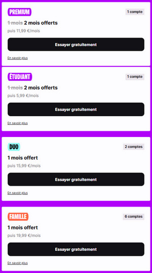 Forfait d'Abonnement de Deezer