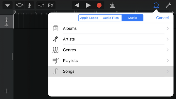 Ajouter de la musique à GarageBand sur iPhone