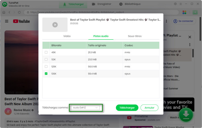 Téléchargez la piste audio de YouTube au format MP3