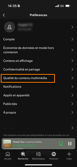 Ajustez la qualité du contenu multimédia sur Spotify