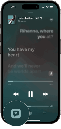 Affichage des paroles d'Apple Music