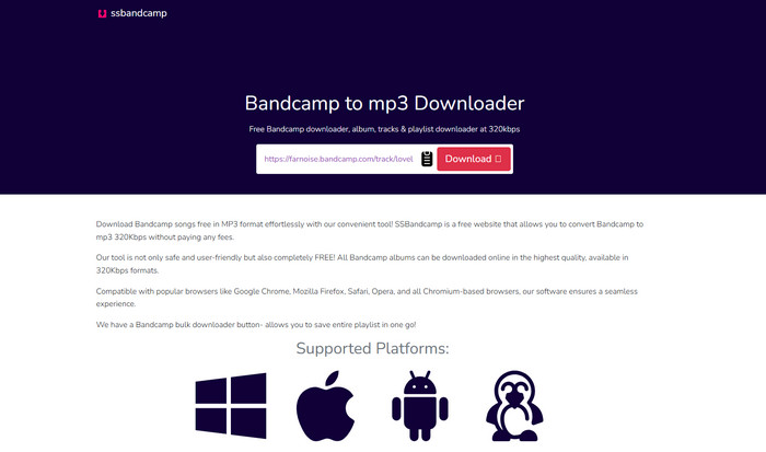 Collez l'URL Bandcamp