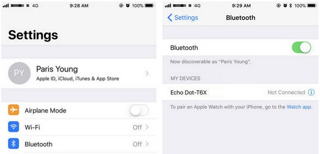 Connectez iPhone à Amazon Echo via Bluetooth