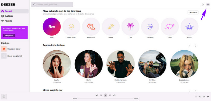 Connectez-vous à votre compte Deezer