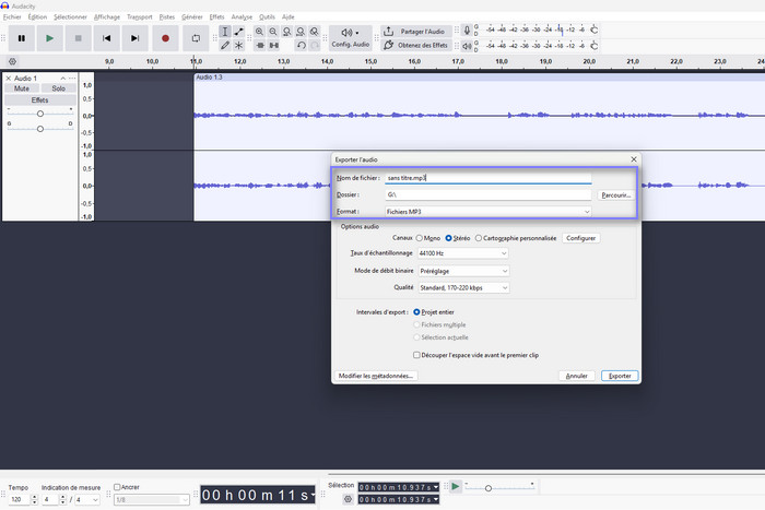 Convertir Spotify en MP3 avec Audacity