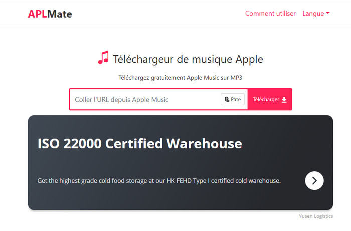 Insérez le lien Apple Music dans le champ de recherche d'APLMate