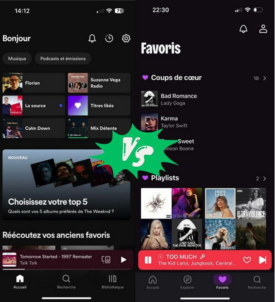 Deezer ou Spotify : Interface Utilisateur