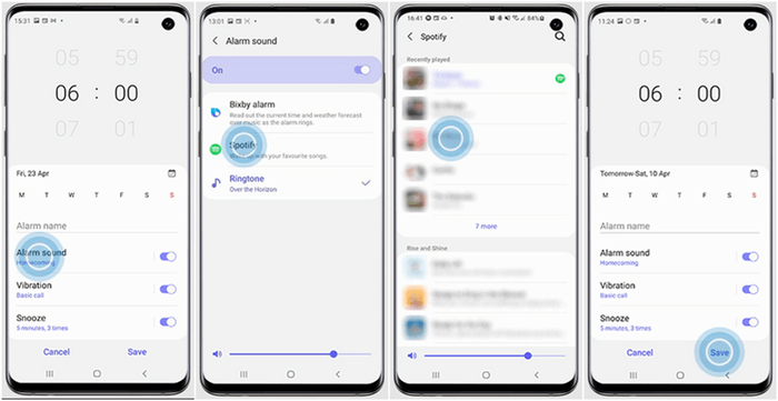 Définissez les pistes Spotify comme sonnerie alarme Android avec l'application Samsung Clock
