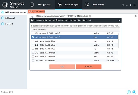 Télécharger les fichiers de musique par Syncios Music Manager