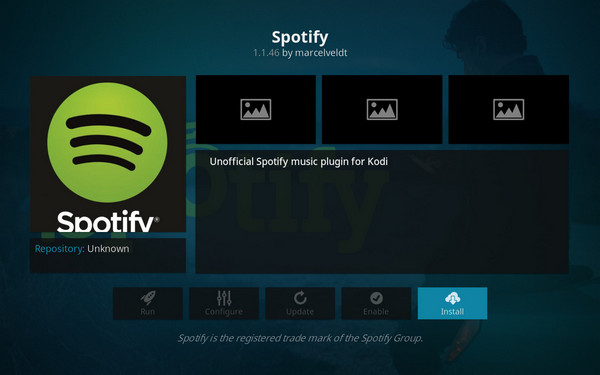 Installer Spotify vers Kodi