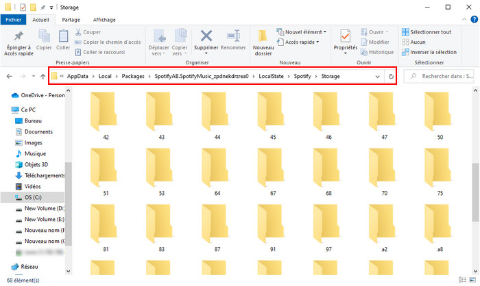 L'emplacement des musiques Spotify téléchargées sur PC