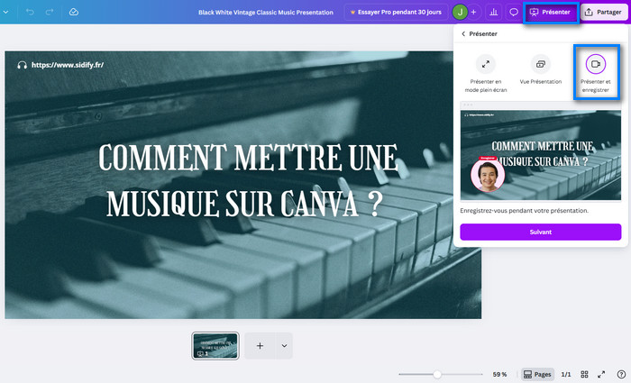 Enregistrer votre musique sur Canva