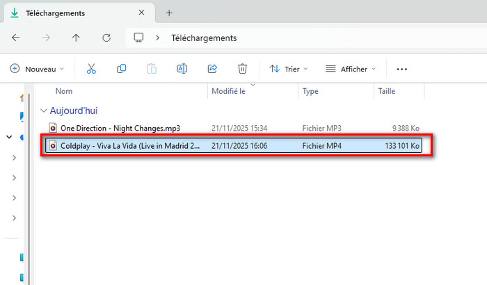 Trouvez la vidéo téléchargée