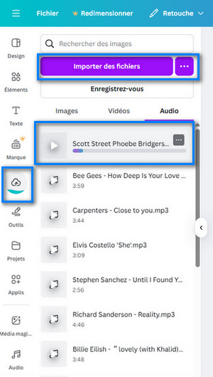 Ajoutez de la musique locale à Canva