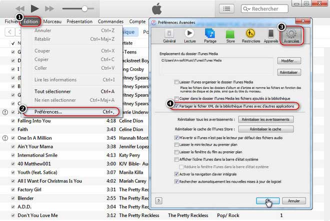 Partager les playlists d'iTunes