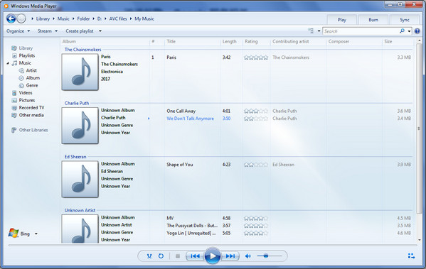 diffuser Spotify Music sur Windows Media Player