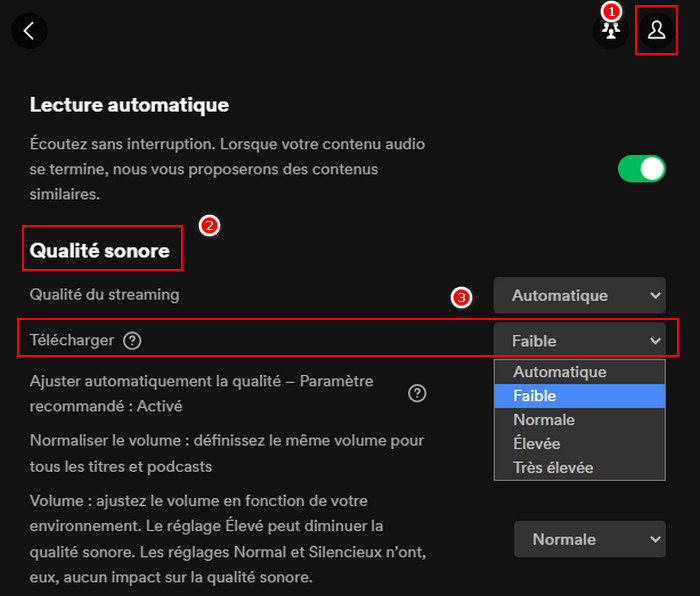 Réduire la qualité audio Spotify