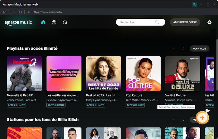 Accédez aux pistes, playlists, albums, podcasts, livres audio, etc. depuis Amazon Music