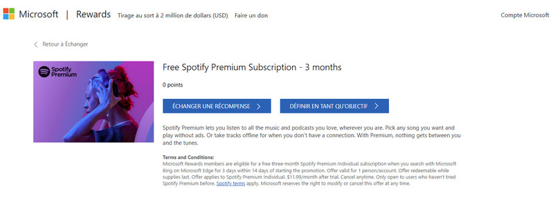 Profitez de Spotify Premium 3 mois gratuits avec Microsoft Rewards