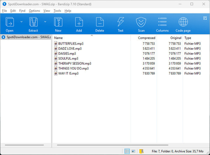 Résultats des tests de téléchargement en masse d'albums avec Spoti Downloader