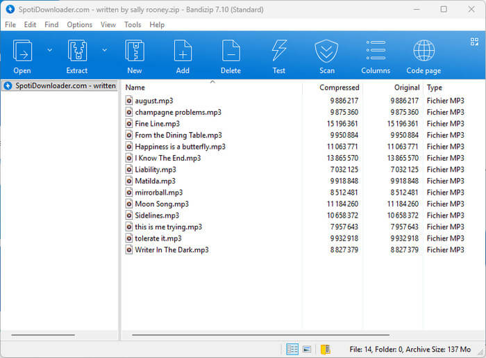 Résultats des tests de téléchargement en masse des playlists avec Spoti Downloader