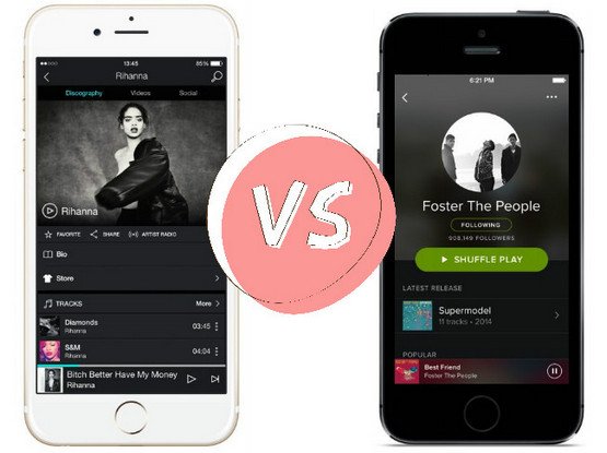 Comparaison entre Tidal et Spotify