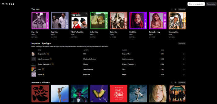 Tidal : Streaming de musique en haute fidélité