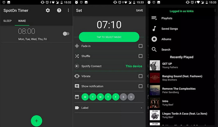 Définissez les pistes Spotify comme sonnerie alarme Android avec l'application SpotOn