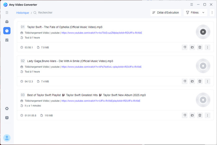 Consultez les fichiers MP3 YouTube