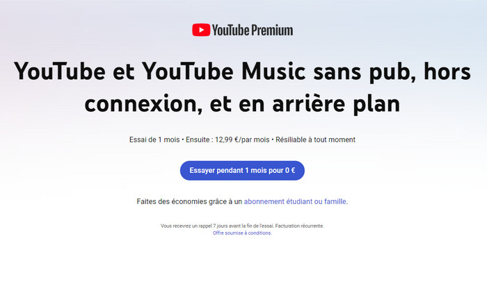 Obtenez YouTube Premium gratuitement pour les nouveaux abonnés