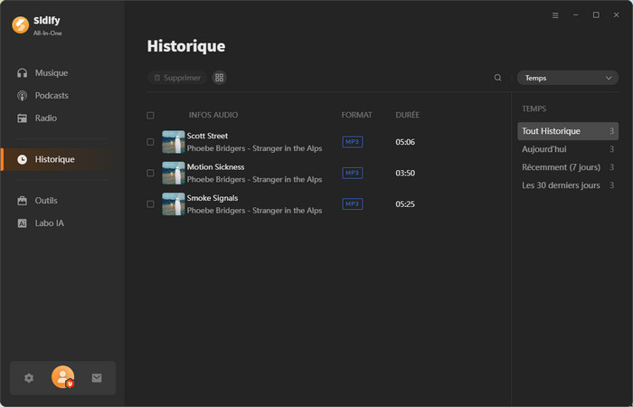 Vérifiez l'historique