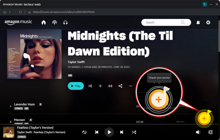 Cliquez pour ajouter de la musique d'Amazon Music