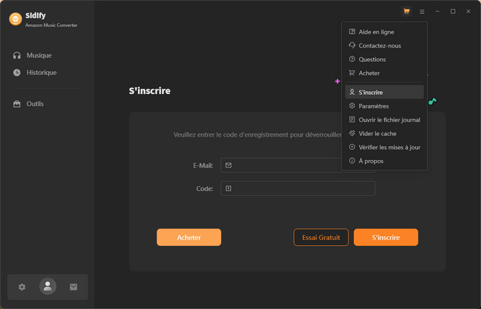 S'inscrire à Sidify Amazon Music Converter