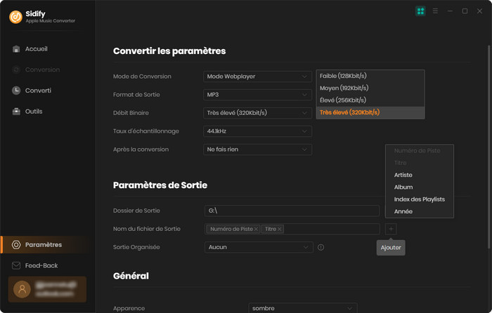 Définir le chemin de sortie et le format de sortie