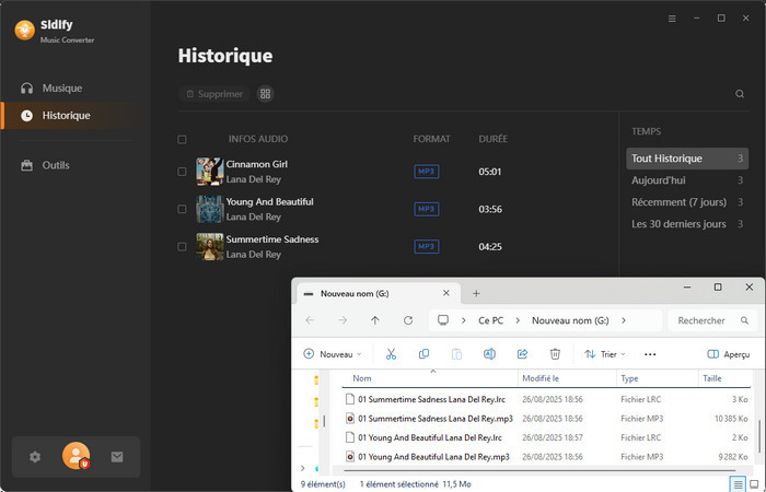 Vérifiez l'historique des conversions