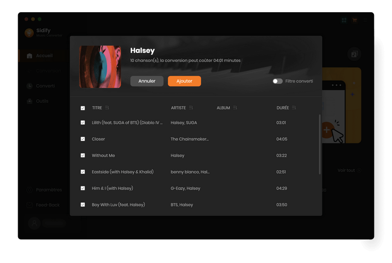 Ajoutez les chansons Spotify que vous souhaitez convertir en MP3 sur Mac