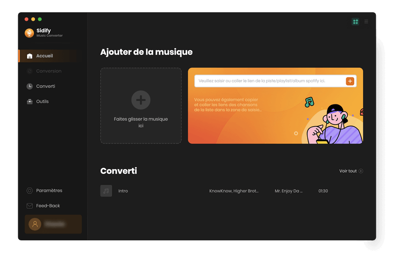 Interface de Spotify Music Converter pour Mac