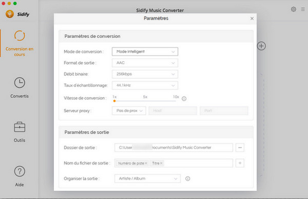 Choisir le format de sortie MP3