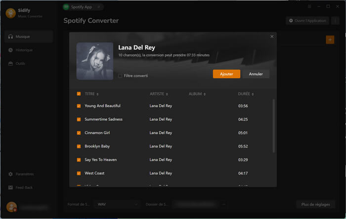 Copiez le lien de la chanson, de l'album ou de la playlist Spotify