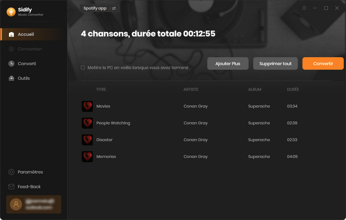 Lancez le téléchargement et la conversion de Spotify en MP3