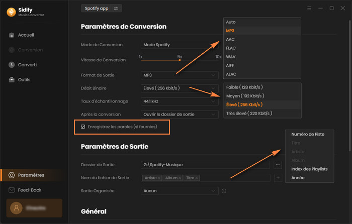 Choisissez un format de sortie compatible avec VirtualDJ