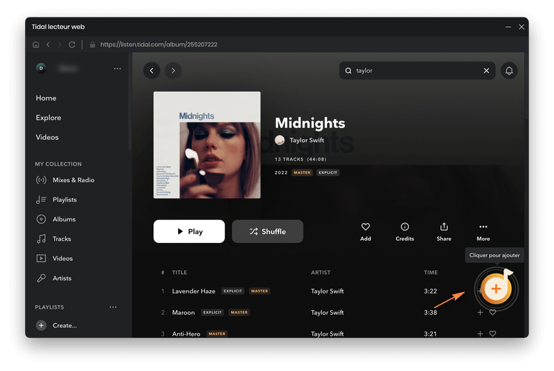 Ajoutez de la musique Tidal sur Mac