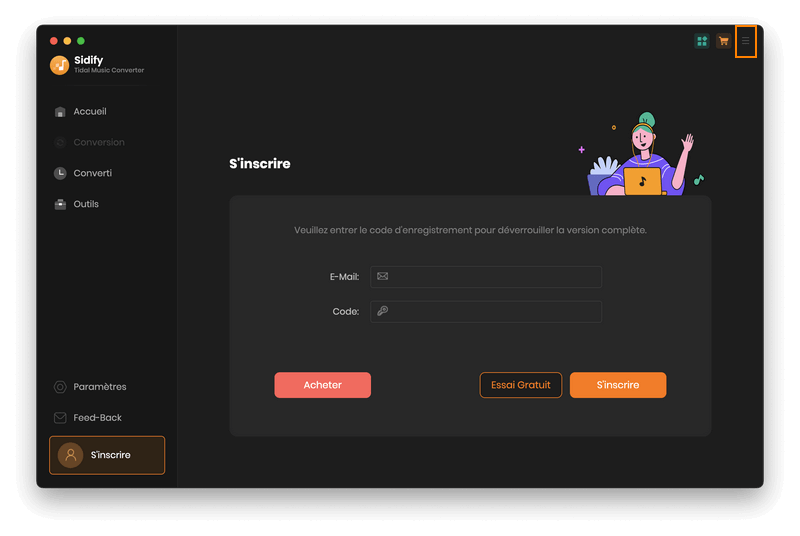S'inscrire à Sidify Tidal Music Converter pour Mac