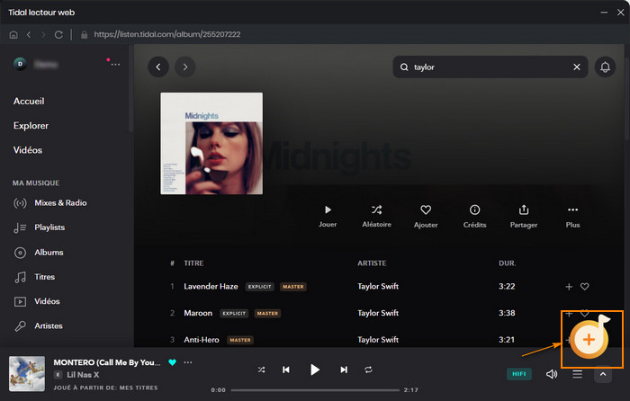 Ajoutez des chansons Tidal à Sidify