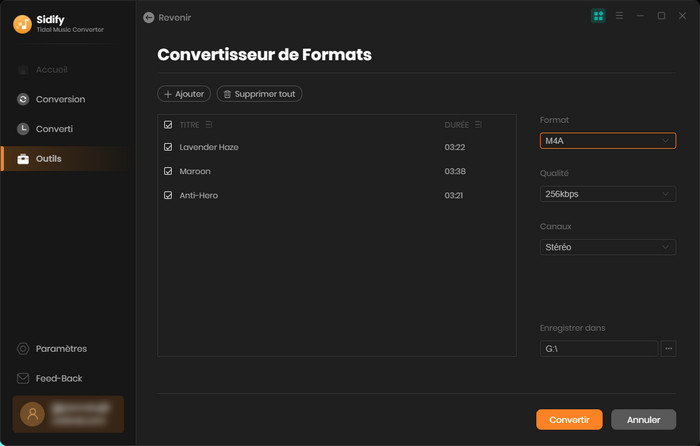 Convertisseur de Formats de Tidal Music Converter